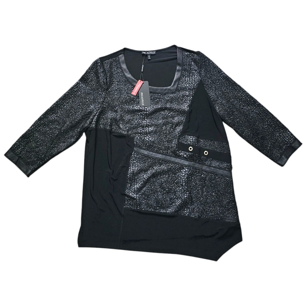 NWT Picadilly Women’s Black Blouse 3/4 Sleeve Size 1X